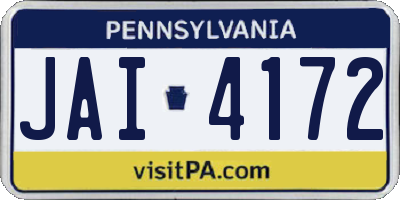 PA license plate JAI4172