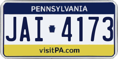 PA license plate JAI4173