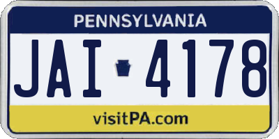 PA license plate JAI4178
