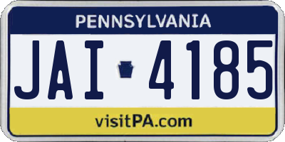 PA license plate JAI4185