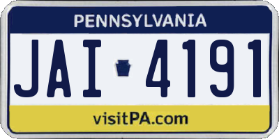 PA license plate JAI4191