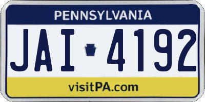 PA license plate JAI4192