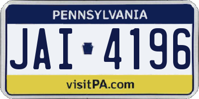 PA license plate JAI4196