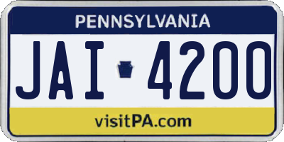 PA license plate JAI4200