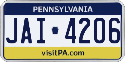 PA license plate JAI4206