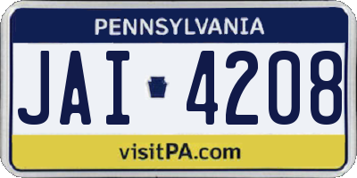 PA license plate JAI4208