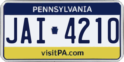 PA license plate JAI4210