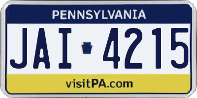 PA license plate JAI4215