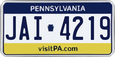 PA license plate JAI4219