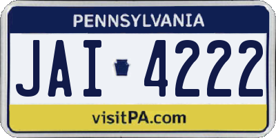 PA license plate JAI4222