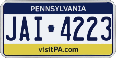 PA license plate JAI4223