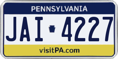 PA license plate JAI4227
