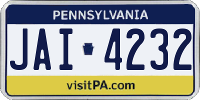 PA license plate JAI4232