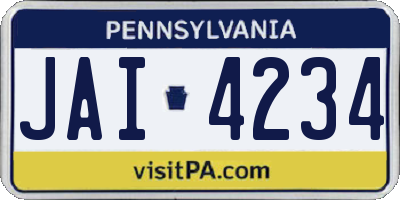 PA license plate JAI4234