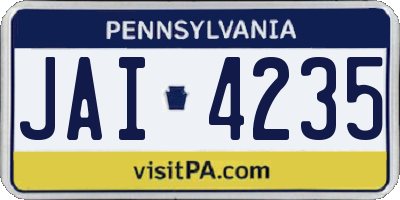 PA license plate JAI4235