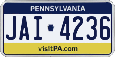 PA license plate JAI4236