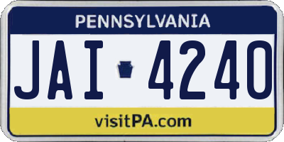 PA license plate JAI4240