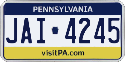 PA license plate JAI4245