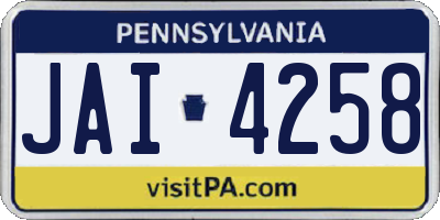PA license plate JAI4258