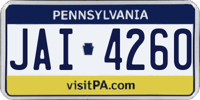 PA license plate JAI4260