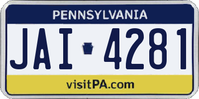 PA license plate JAI4281