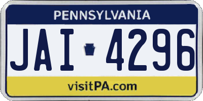 PA license plate JAI4296