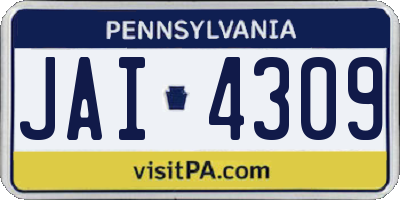 PA license plate JAI4309