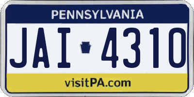 PA license plate JAI4310