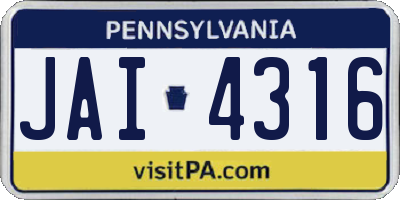 PA license plate JAI4316