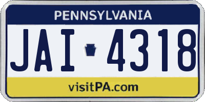 PA license plate JAI4318