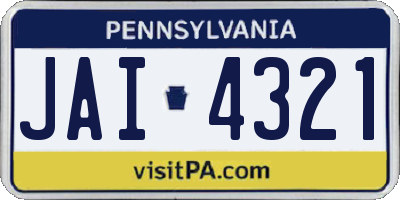 PA license plate JAI4321