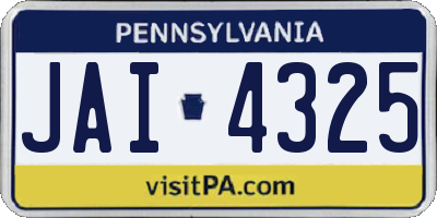 PA license plate JAI4325