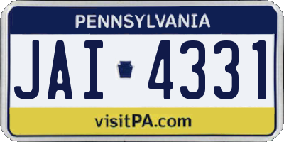 PA license plate JAI4331