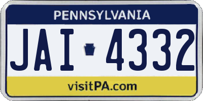 PA license plate JAI4332