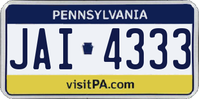 PA license plate JAI4333