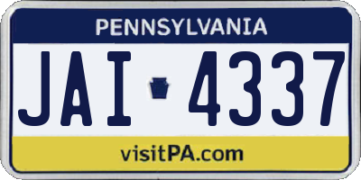 PA license plate JAI4337