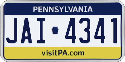PA license plate JAI4341