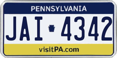 PA license plate JAI4342