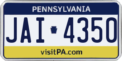 PA license plate JAI4350