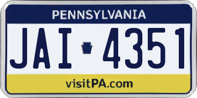 PA license plate JAI4351