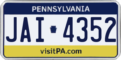PA license plate JAI4352