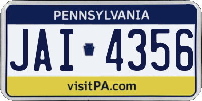 PA license plate JAI4356