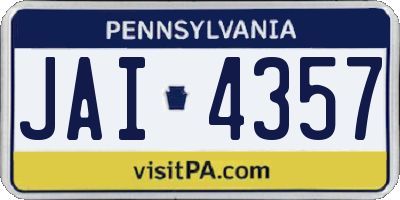PA license plate JAI4357