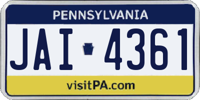 PA license plate JAI4361