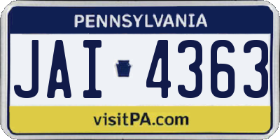 PA license plate JAI4363