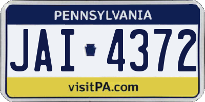 PA license plate JAI4372