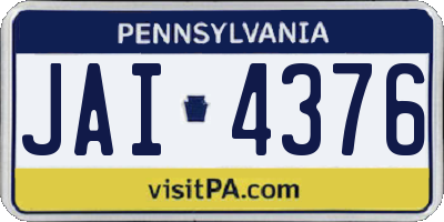 PA license plate JAI4376