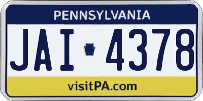 PA license plate JAI4378