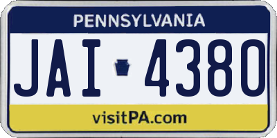 PA license plate JAI4380