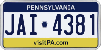 PA license plate JAI4381